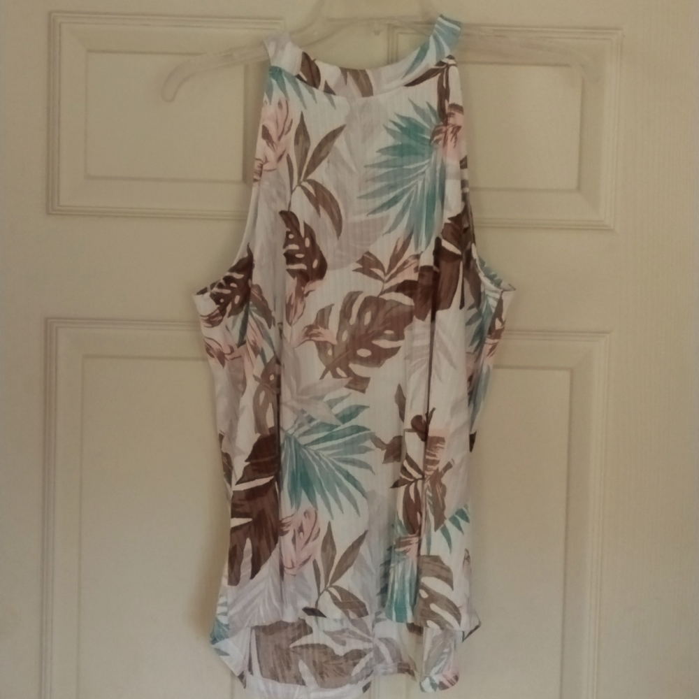 Woman's Pink & Brown Tropical Halter Shell